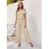 imageHybrid ampamp Company Womens Lightweight Off Shoulder Jumpsuit  Stretchy Wide Leg Romper  Casual to Formal One Piece OutfitBeige