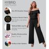 imageHybrid ampamp Company Womens Lightweight Off Shoulder Jumpsuit  Stretchy Wide Leg Romper  Casual to Formal One Piece OutfitBlack
