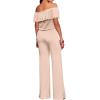 imageHybrid ampamp Company Womens Lightweight Off Shoulder Jumpsuit  Stretchy Wide Leg Romper  Casual to Formal One Piece OutfitLightpeach
