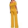 imageHybrid ampamp Company Womens Lightweight Off Shoulder Jumpsuit  Stretchy Wide Leg Romper  Casual to Formal One Piece OutfitMustard