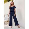 imageHybrid ampamp Company Womens Lightweight Off Shoulder Jumpsuit  Stretchy Wide Leg Romper  Casual to Formal One Piece OutfitNavy