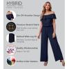 imageHybrid ampamp Company Womens Lightweight Off Shoulder Jumpsuit  Stretchy Wide Leg Romper  Casual to Formal One Piece OutfitNavy