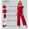 imageHybrid ampamp Company Womens Lightweight Off Shoulder Jumpsuit  Stretchy Wide Leg Romper  Casual to Formal One Piece OutfitRed