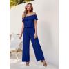 imageHybrid ampamp Company Womens Lightweight Off Shoulder Jumpsuit  Stretchy Wide Leg Romper  Casual to Formal One Piece OutfitRoyal