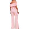 imageHybrid ampamp Company Womens Lightweight Off Shoulder Jumpsuit  Stretchy Wide Leg Romper  Casual to Formal One Piece OutfitTexturedBLUSH