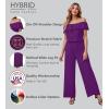 imageHybrid ampamp Company Womens Lightweight Off Shoulder Jumpsuit  Stretchy Wide Leg Romper  Casual to Formal One Piece OutfitTexturedEGGPLANT