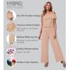 imageHybrid ampamp Company Womens Lightweight Off Shoulder Jumpsuit  Stretchy Wide Leg Romper  Casual to Formal One Piece OutfitTexturedpeach