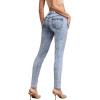 imageHybrid ampamp Company Womens Pull On Stretchy Mid Rise Skinny Fit Pants Regular or Distressed Jeans with Long Short InseamBlue Acid