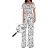 imageHybrid ampamp Company Womens Lightweight Off Shoulder Jumpsuit  Stretchy Wide Leg Romper  Casual to Formal One Piece OutfitG219836whiteblack