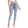 imageHybrid ampamp Company Womens Pull On Stretchy Mid Rise Skinny Fit Pants Regular or Distressed Jeans with Long Short InseamBlue Acid