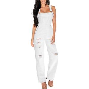 imageHybrid ampamp Company Women Denim Shorts Rompers Sleeveless Adjustable Strap Overalls Cross Back JumpsuitPvj156999white
