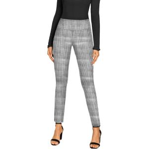 imageHybrid ampamp Company Women Stretch Skinny Dress Pants Nylon Ponte Pull On Office Leggings TrousersScribble Plaid