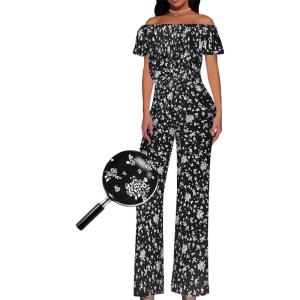imageHybrid ampamp Company Womens Lightweight Off Shoulder Jumpsuit  Stretchy Wide Leg Romper  Casual to Formal One Piece OutfitG219836blackwhite