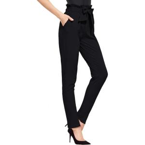 imageHybrid ampamp Company Womens Paper Bag Pants Casual Slim High Waist Pants with Bow KnotTp48366cdsblack