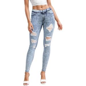 imageHybrid ampamp Company Womens Pull On Stretchy Mid Rise Skinny Fit Pants Regular or Distressed Jeans with Long Short Inseam45bluacd