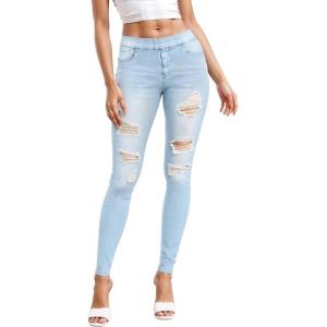 imageHybrid ampamp Company Womens Pull On Stretchy Mid Rise Skinny Fit Pants Regular or Distressed Jeans with Long Short Inseam45lwash