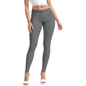 imageHybrid ampamp Company Womens Pull On Stretchy Mid Rise Skinny Fit Pants Regular or Distressed Jeans with Long Short InseamCharcoal