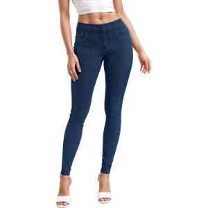imageHybrid ampamp Company Womens Pull On Stretchy Mid Rise Skinny Fit Pants Regular or Distressed Jeans with Long Short InseamDark Wash