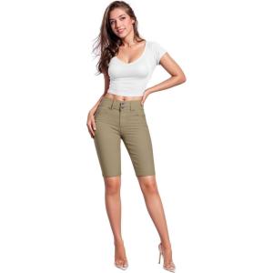 imageHybrid ampamp Company Womens Butt Lift V2 Super Comfy Stretch Denim Bermuda Shorts CapriBermudabeigeKhak