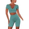 imageHybrid ampamp Company Womens High Waisted Yoga Active Tight Running Biker Gym Shorts ampamp Full Length LeggingsShortsblue Grey