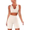 imageHybrid ampamp Company Womens High Waisted Yoga Active Tight Running Biker Gym Shorts ampamp Full Length LeggingsShortsoffwhite