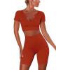 imageHybrid ampamp Company Womens High Waisted Yoga Active Tight Running Biker Gym Shorts ampamp Full Length LeggingsShortsred