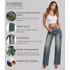 imageHybrid ampamp Company Womens Wide Leg Stretch Cargo Jeans Casual Mid Rise Loose Denim Pants with PocketsTint