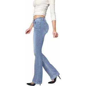 imageHybrid ampamp Company Womens Flare Mid Rise Jeans Trendy Stretchy Denim Pants with PocketsMedium Antique