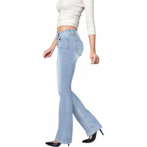 imageHybrid ampamp Company Womens Flare Mid Rise Jeans Trendy Stretchy Denim Pants with PocketsMediumwash
