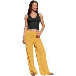 imageHybrid ampamp Company Womens Super Comfy Flowy Wide Leg Palazzo Pants Made in USAGold