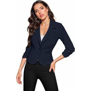 imageHybrid ampamp Company Womens Lightweight Casual Work Office Stretch Ponte Cardigan Blazer Jacket Made in USANavy