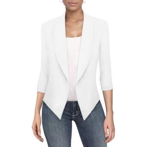 imageHybrid ampamp Company Versatile and Modern Womens Nylon Ponte De Roma Open Blazer JacketJk11331073twhite