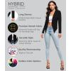 image:imageHybrid amp Company Lightweight Open Front Cardigan Classic Ruched Sleeve Work Office Blazer Suit JacketsBlack9789