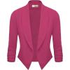 image:imageHybrid amp Company Lightweight Open Front Cardigan Classic Ruched Sleeve Work Office Blazer Suit JacketsFuchsia