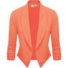 image:imageHybrid amp Company Lightweight Open Front Cardigan Classic Ruched Sleeve Work Office Blazer Suit JacketsNeon Coral
