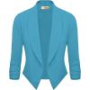 image:imageHybrid amp Company Lightweight Open Front Cardigan Classic Ruched Sleeve Work Office Blazer Suit JacketsTurquoise