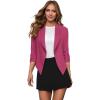 image:imageHybrid amp Company Lightweight Open Front Cardigan Classic Ruched Sleeve Work Office Blazer Suit JacketsFuchsia