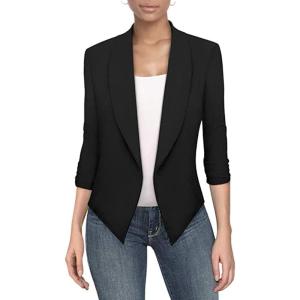 image:imageHybrid amp Company Lightweight Open Front Cardigan Classic Ruched Sleeve Work Office Blazer Suit Jackets1073tblack