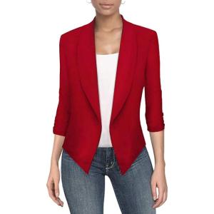 image:imageHybrid amp Company Lightweight Open Front Cardigan Classic Ruched Sleeve Work Office Blazer Suit Jackets1073tred