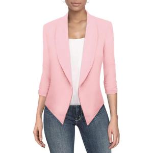 image:imageHybrid amp Company Lightweight Open Front Cardigan Classic Ruched Sleeve Work Office Blazer Suit JacketsJk11331073tblush