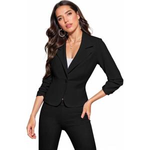 image:imageHybrid amp Company Womens Lightweight Casual Work Office Stretch Ponte Cardigan Blazer Jacket Made in USABlack