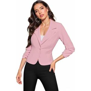 image:imageHybrid amp Company Womens Lightweight Casual Work Office Stretch Ponte Cardigan Blazer Jacket Made in USABlush