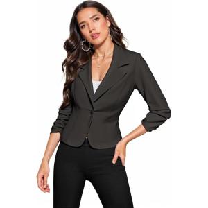 image:imageHybrid amp Company Womens Lightweight Casual Work Office Stretch Ponte Cardigan Blazer Jacket Made in USABrown2tone