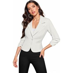 image:imageHybrid amp Company Womens Lightweight Casual Work Office Stretch Ponte Cardigan Blazer Jacket Made in USAIvory