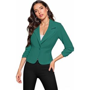 image:imageHybrid amp Company Womens Lightweight Casual Work Office Stretch Ponte Cardigan Blazer Jacket Made in USAJade