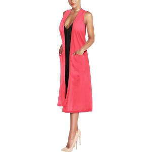 image:imageHybrid amp Company Womens Casual Sleeveless Open Front Drape CardiganNeon Pink
