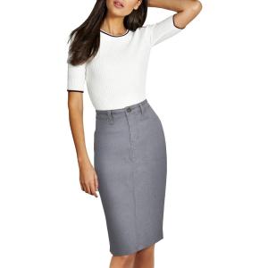 image:imageLexi Womens Stretch Pencil Skirts with Functional Pockets A Line amp Destructed Mini Denim SkirtsGrey