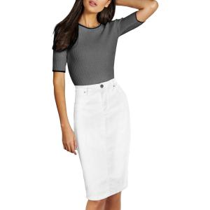 image:imageLexi Womens Stretch Pencil Skirts with Functional Pockets A Line amp Destructed Mini Denim SkirtsSk19411white
