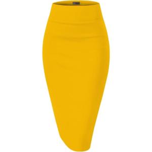 image:imageHybrid amp Company Womens Premium Nylon Ponte Stretch High Waist Pencil Suit Skirt Below KneeBright Yellow