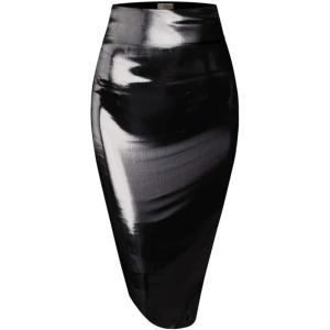 image:imageHybrid amp Company Womens Premium Nylon Ponte Stretch High Waist Pencil Suit Skirt Below KneeShiny Black